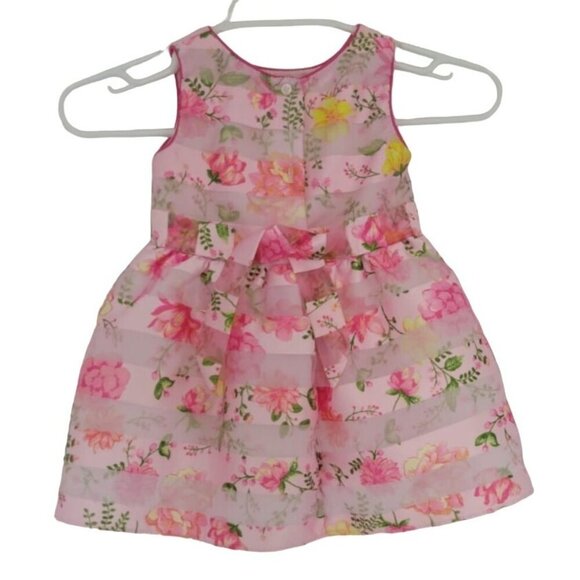 Wonder Nation Girls Pink Polyester Floral Print Rosette Dress, Size 2T. - Picture 6 of 9